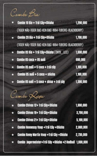 The menu