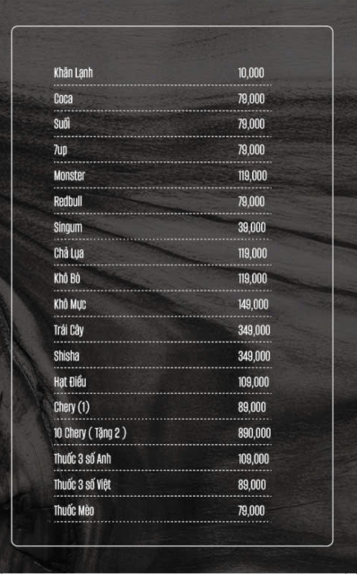 The menu